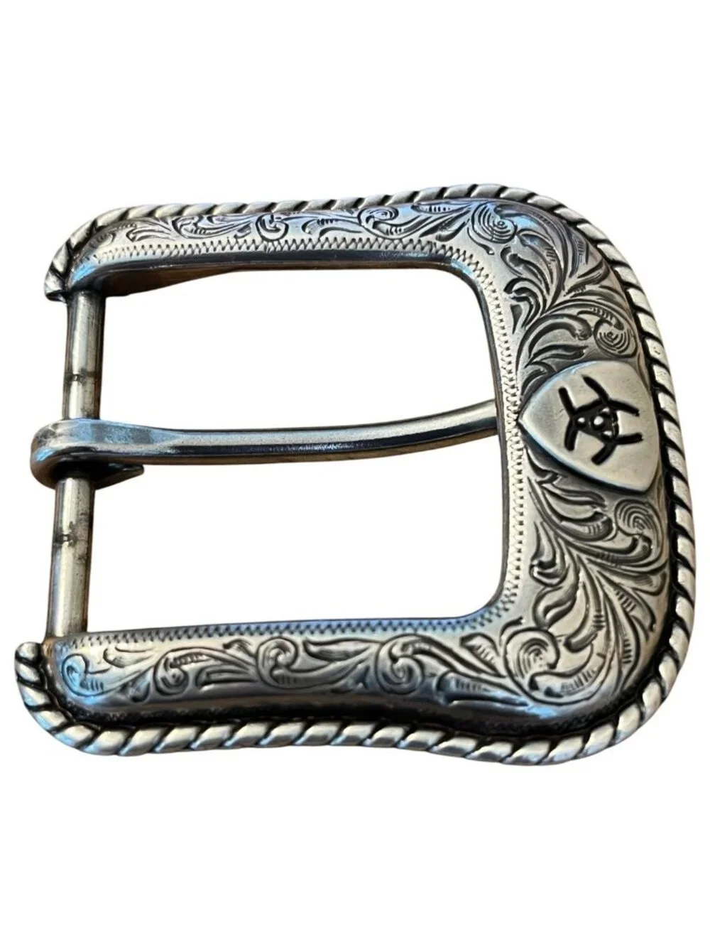Ariat Silver Tone Western Belt Buckle Western Ornate Large 2.5 x 2.5